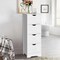 White Modern Farmhouse 4 Drawer Bathroom Floor Cabinet Freestanding Waterproof Linen Storage Organizer